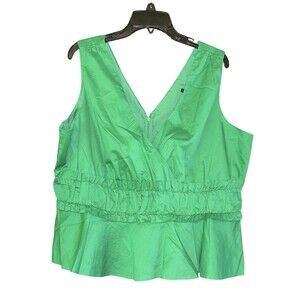 Express V-Neck Ruffle Peplum Tank‎ Green XL